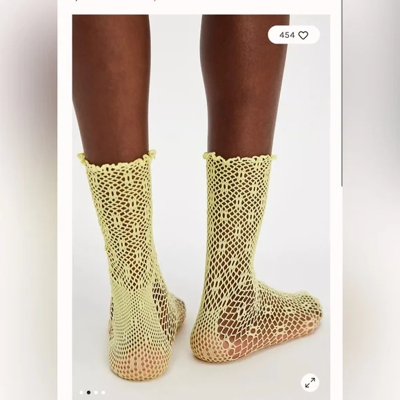Free People Poppy Crochet Socks. NWT. Canary - Picture 4 of 4